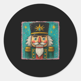 Nutcracker Merry Christmas Men Women Kids Painting Classic Round Sticker