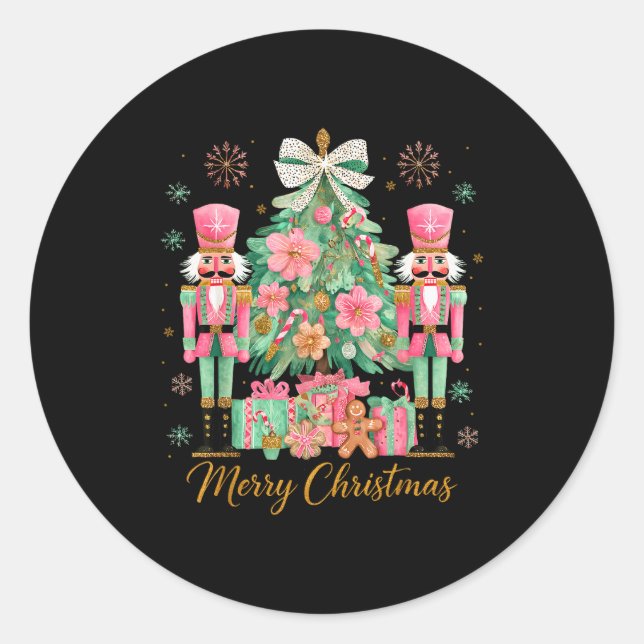 Nutcracker Merry Christmas Tree Ballet Dance Women Classic Round Sticker (Front)