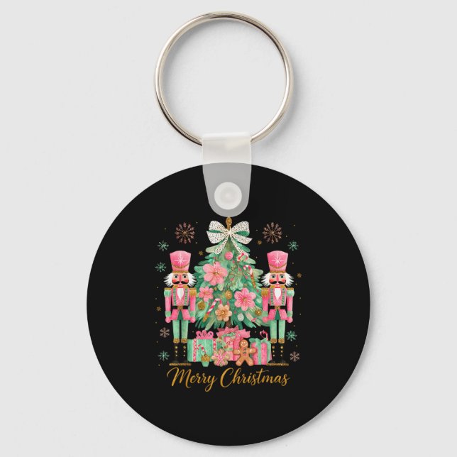 Nutcracker Merry Christmas Tree Ballet Dance Women Keychain (Front)