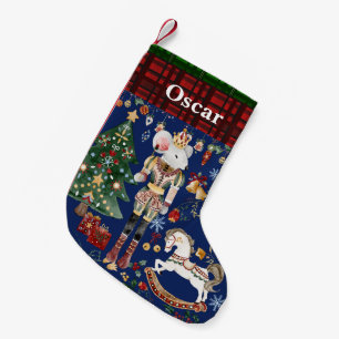 Nutcracker Mouse King Ballet Vintage Red Gingham Small Christmas Stocking