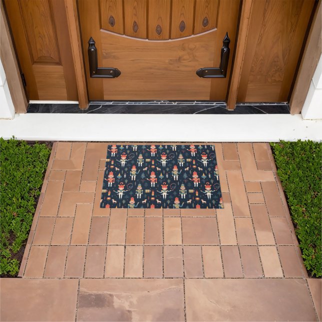 Nutcracker Navy Blue Festive Christmas Doormat (Outdoor)
