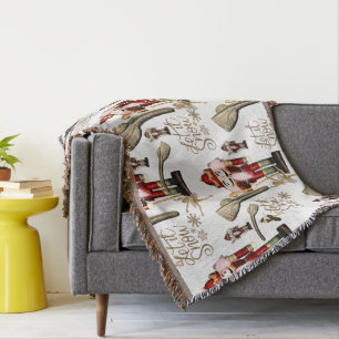 Nutcracker Nuts Ballerina Christmas Script Throw Blanket