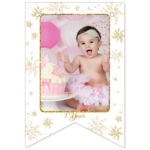 Nutcracker Onederland 1st Birthday Photo Milestone Bunting Flags