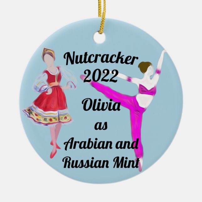 Nutcracker Ornament- Arabian and Russian Mint Ceramic Ornament (Front)