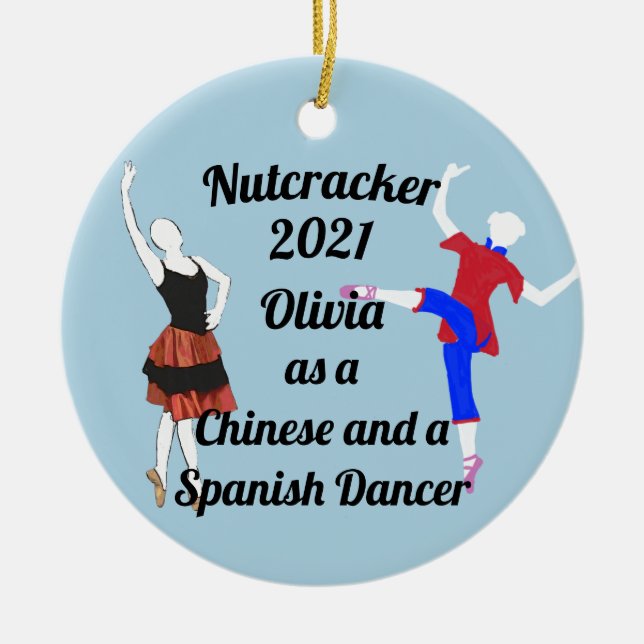 Nutcracker Ornament-Chinese and  Spanish Dancer Ceramic Ornament (Front)
