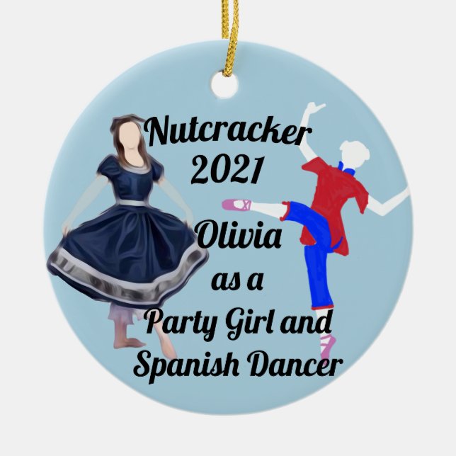 Nutcracker Ornament-Chinese Dancer and Party Girl Ceramic Ornament (Front)
