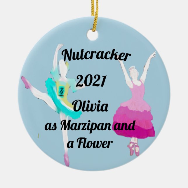 Nutcracker Ornament-Marzipan and a Flower Ceramic  Ornament (Front)