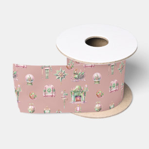 Nutcracker Ornamet Fireplace Pink Fairy Christmas  Satin Ribbon