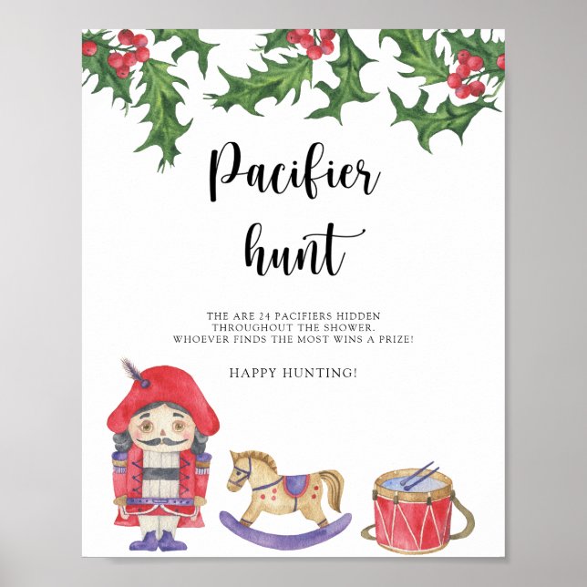 Nutcracker - pacifier hunt baby shower game poster (Front)