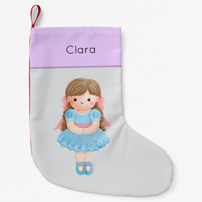 Nutcracker Pastel Clara Doll Small Christmas Stocking (Front)
