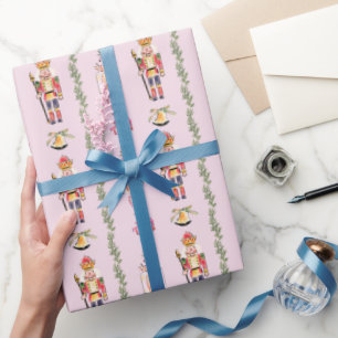 Nutcracker pastel pink vintage sketch Christmas Wrapping Paper