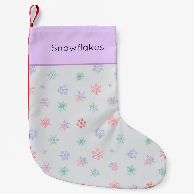 Nutcracker Pastel Snowflake Pattern Small Christmas Stocking (Front)