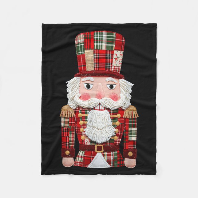 Nutcracker Patchwork Merry Christmas Pajamas Men W Fleece Blanket (Front)
