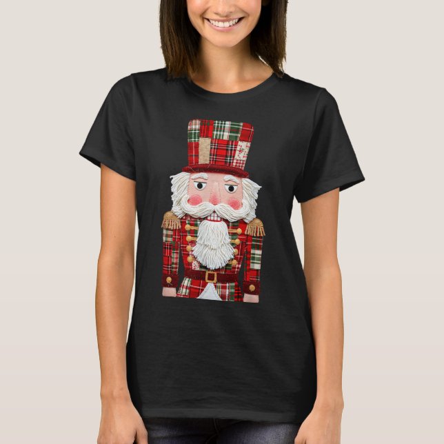Nutcracker Patchwork Merry Christmas Pajamas Men W T-Shirt (Front)