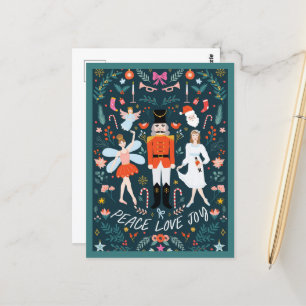 Nutcracker Peace Love Joy Christmas Postcard