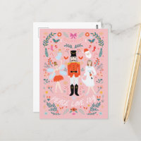 Nutcracker Peach Peace Love Joy Christmas Postcard