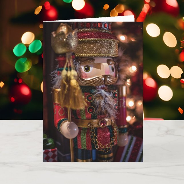 Nutcracker Personalize Text 5 x 7 Folded Holiday Card (Creator Uploaded)