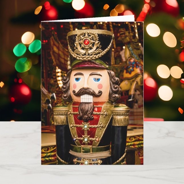 Nutcracker Personalize Text 5 x 7 Folded Holiday Card (Creator Uploaded)