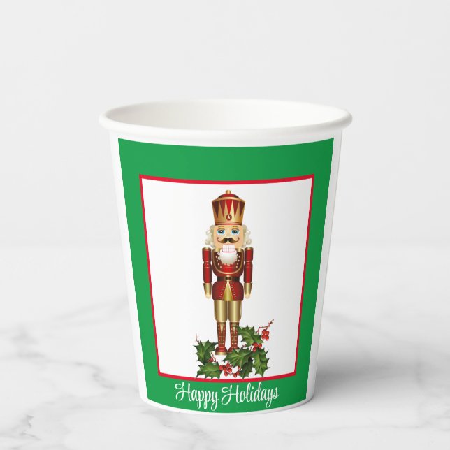 Nutcracker Personalize Text x 2 Christmas  Paper Cups (Back)