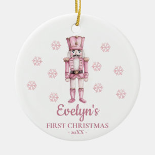 Nutcracker Personalized Girl's First Christmas Ceramic Ornament