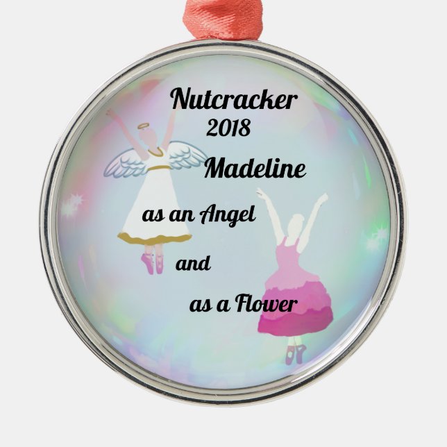 Nutcracker personalized ornament - angel/flower (Front)