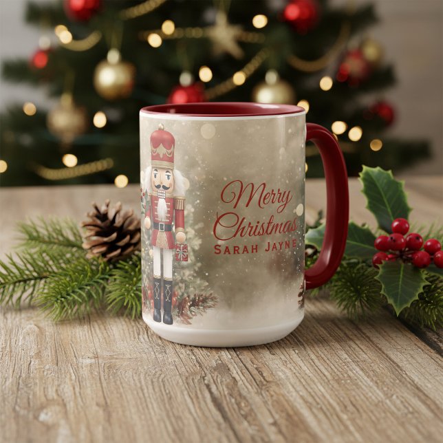 Nutcracker Personnalisé Joyeux café de Noël Mug (Add your name and fill with festive cheer)