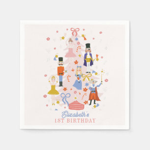 Nutcracker Pink Christmas Tree Holiday Birthday Napkin