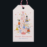 Nutcracker Pink Christmas Tree Holiday Gift Tags<br><div class="desc">This cute and festive Christmas holiday gift tag features a pink christmas tree decorated with nutcracker characters. The reverse side features a white background with pink diagonal stripes. Personalize it for your needs. You can find matching products at my store.</div>
