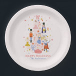 Nutcracker Pink Christmas Tree Holiday Paper Plate<br><div class="desc">This cute and festive Christmas holiday paper plate features a pink christmas tree decorated with nutcracker characters. Personalize it for your needs. You can find matching products at my store.</div>