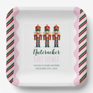 Nutcracker Pink Girl Christmas Baby Shower Paper Plate