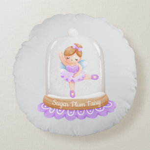 Nutcracker Purple Sugar Plum Fairy Christmas Round Pillow