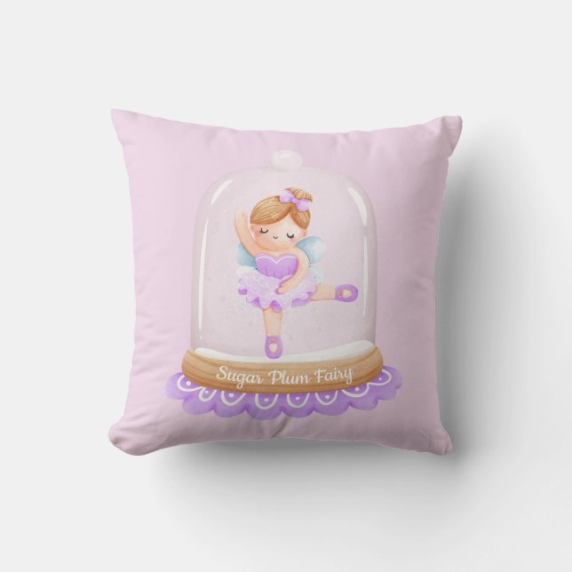 Nutcracker Purple Sugar Plum Fairy Christmas Throw Pillow (Front)