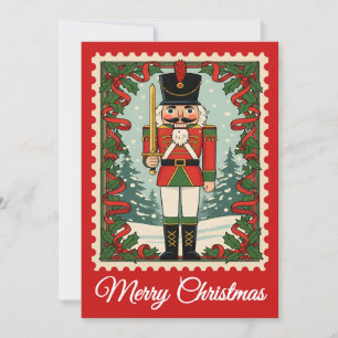Nutcracker   Retro Postage Stamp Christmas Card