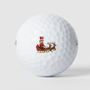 Nutcracker Riding a Magical Christmas Sleigh Golf Balls