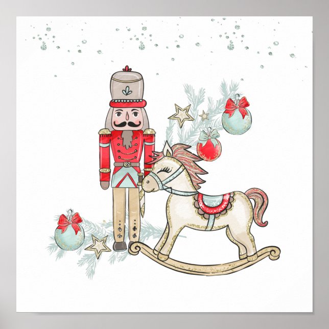 Nutcracker, rocking horse, baubles poster (Front)