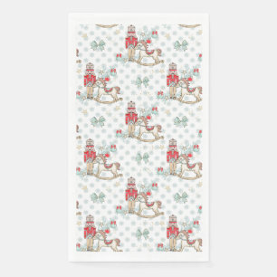 Nutcracker, rocking horse, Christmas tree Napkin