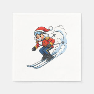Nutcracker Skier Christmas 2026 Holiday Skiing   Napkin