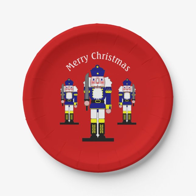 Nutcracker Soldier Ballet Merry Christmas Party Paper Plate (Front)
