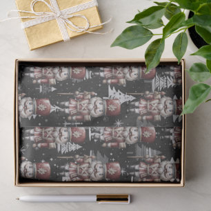 Nutcracker Soldier Captain Christmas White Trees Tissue Paper