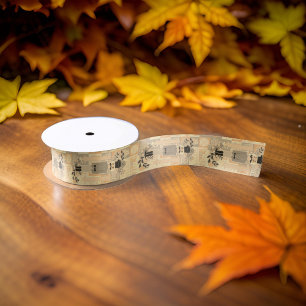 Nutcracker Soldier Grey Peach Pastel Satin Ribbon