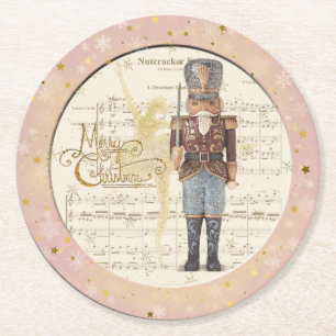 Nutcracker Soldier - Music Background Round Paper Coaster