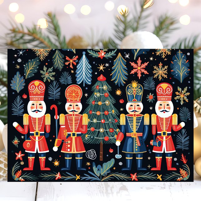Nutcracker Soldiers and Christmas Tree  Holiday Card (Creator Uploaded)