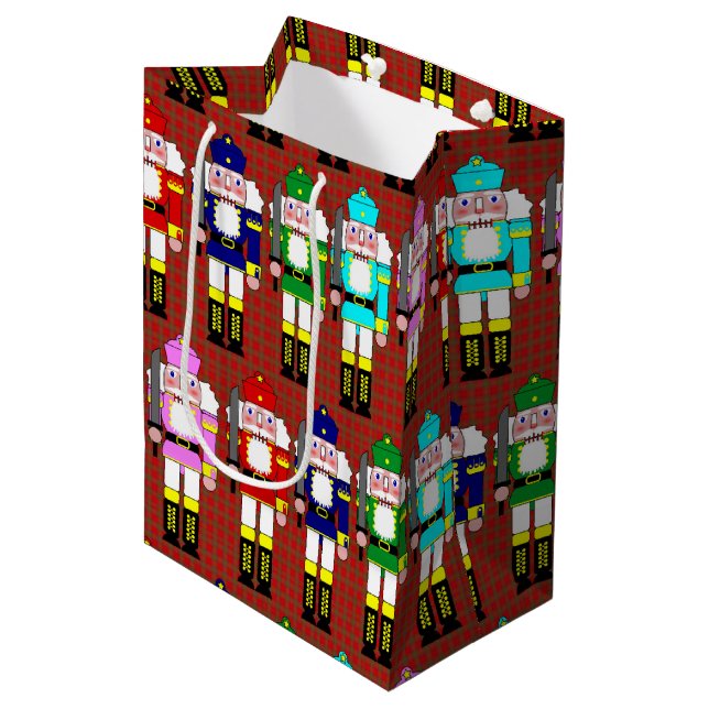 Nutcracker Soldiers Christmas Medium Gift Bag (Front Angled)