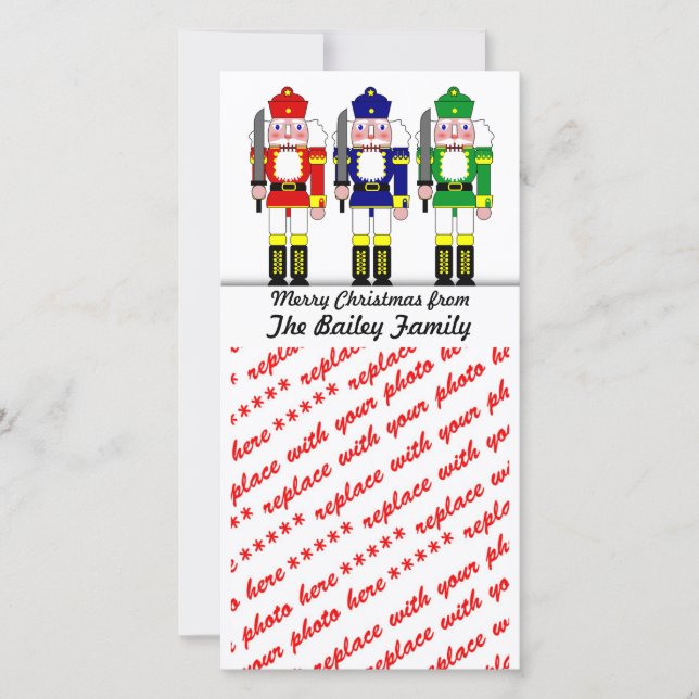 Nutcracker Soldiers Christmas Photo Holiday Card (Front)