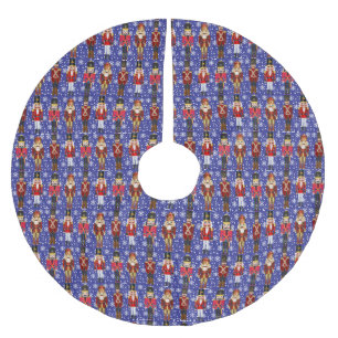 Nutcracker Soldiers Pretty Christmas Blue Snow Brushed Polyester Tree Skirt