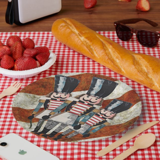 Nutcracker Soldiers Red White Stripes  Paper Plate (Picnic)