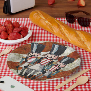 Nutcracker Soldiers Stripes Paper Plate
