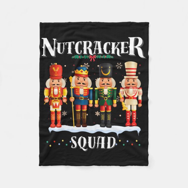 Nutcracker Squad Christmas Pajama Holiday Fun Fest Fleece Blanket (Front)