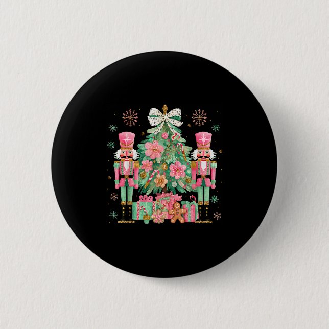 Nutcracker Squad Christmas Tree Ballet Dance Women 2 Inch Round Button (Front)