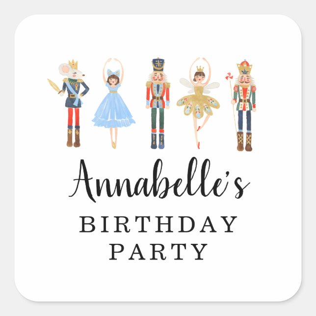 Nutcracker Square Stickers, Favour Stickers (Front)